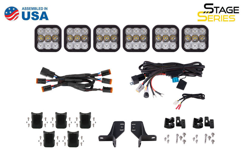 21-25 Ford Bronco Diode Dynamics DD7270 SS5 6-Pod CrossLink Grille Lightbar Kit Pro - White Combo